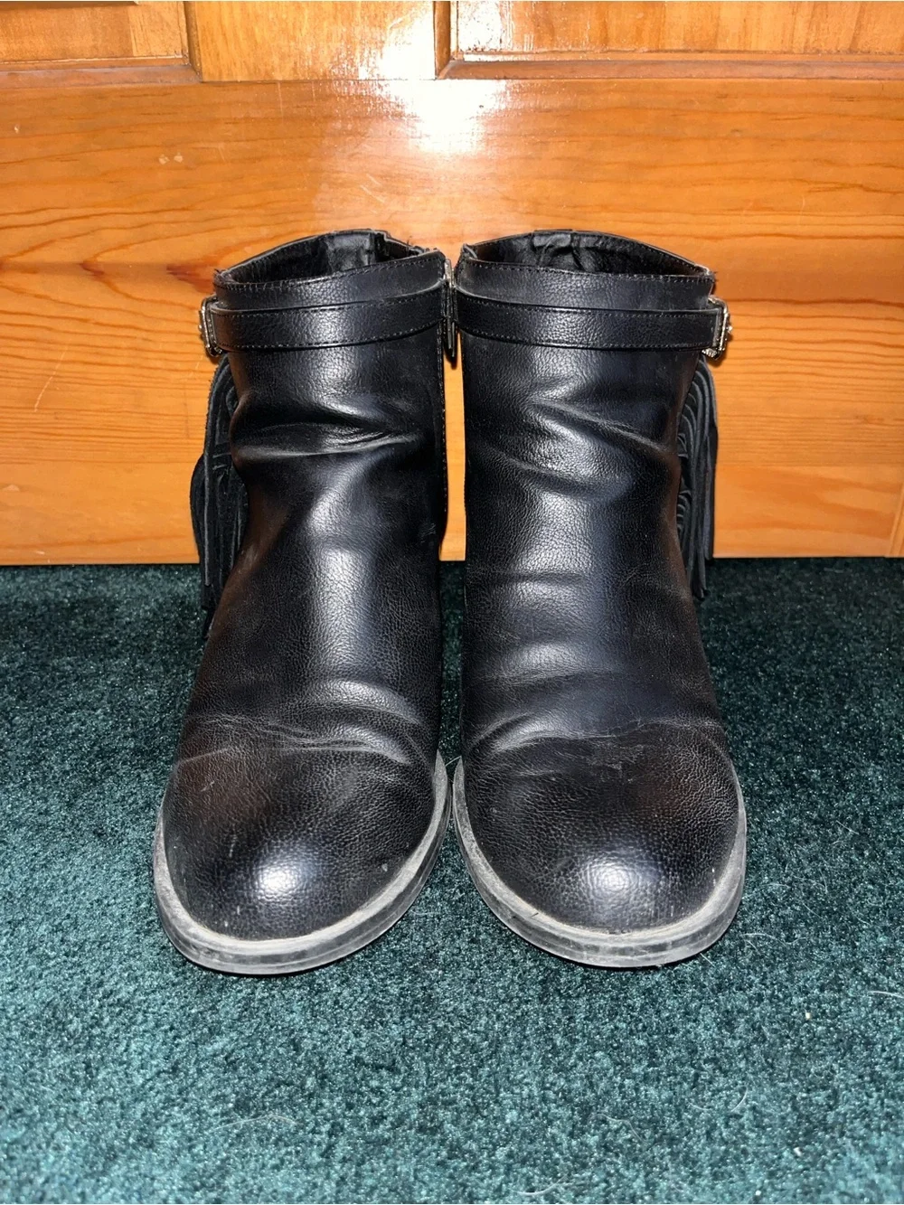 Circus by Sam Edelman Black Fringe Buckle Ankle Boots